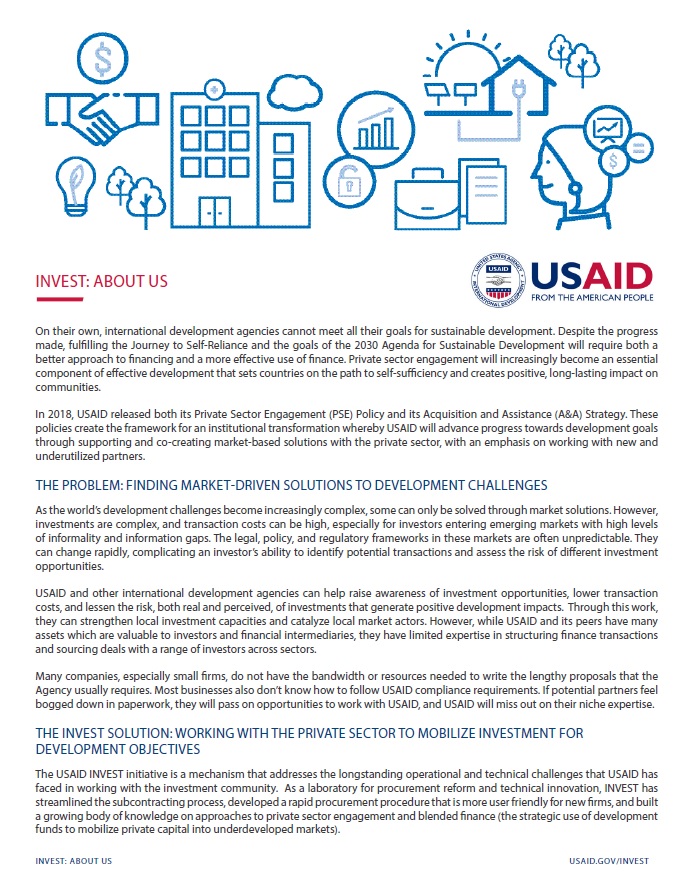 USAID INVEST One Pager: About Us