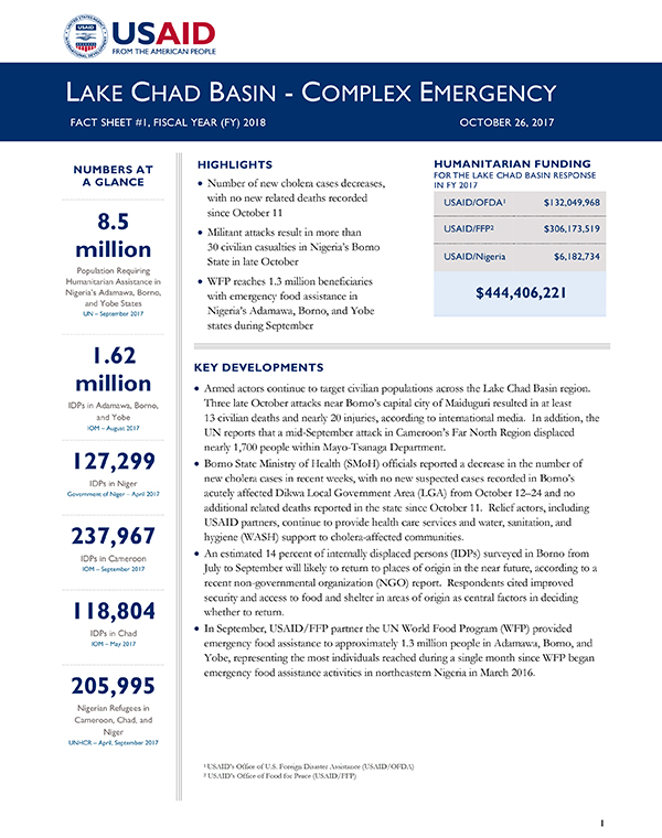 Lake Chad Basin Complex Emergency Fact Sheet #1 - 10-26-2017
