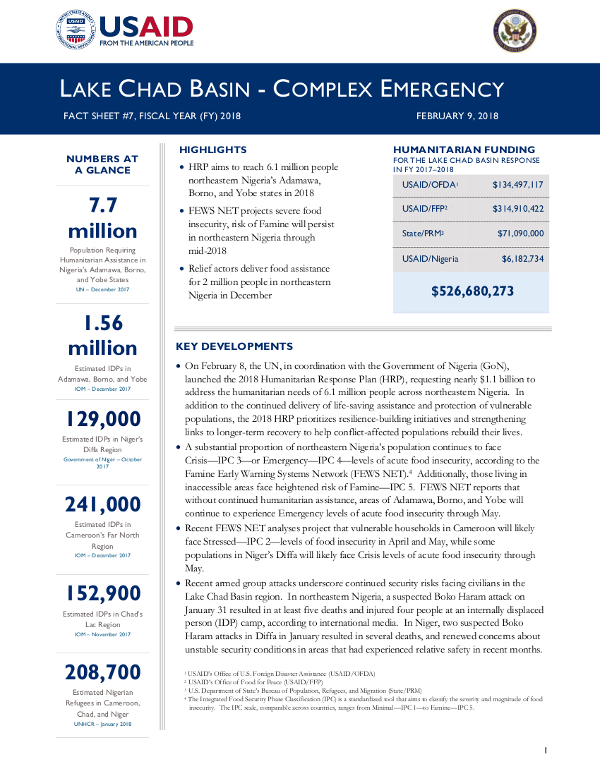 Lake Chad Basin Complex Emergency Fact Sheet #7 - 02-09-2018