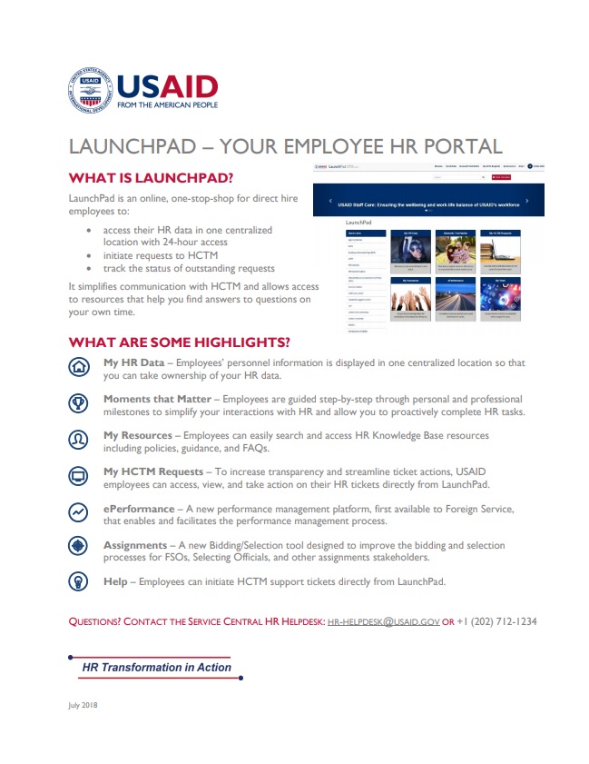 Fact Sheet: Launchpad: Your Employee HR Portal