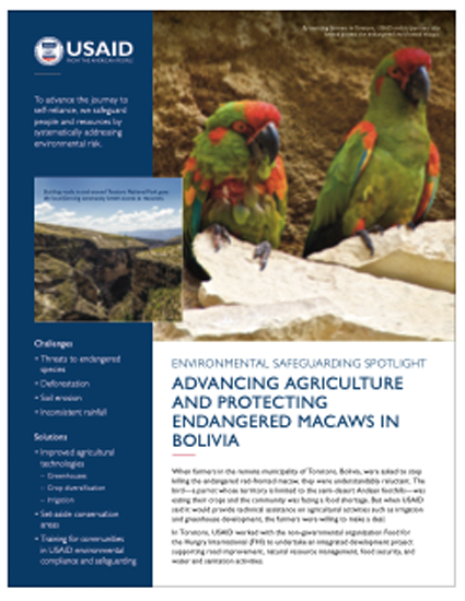 Advancing Agriculture and Protecting Endangered Macaws in Bolivia