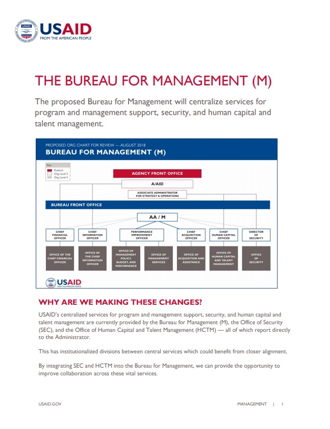 Fact Sheet: The Bureau for Management (M)