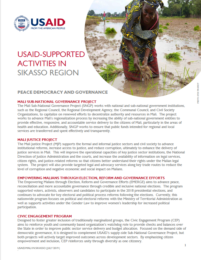 USAID-supported Activities in Sikasso Region