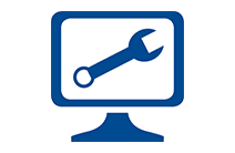 Icon of computer and wrench.