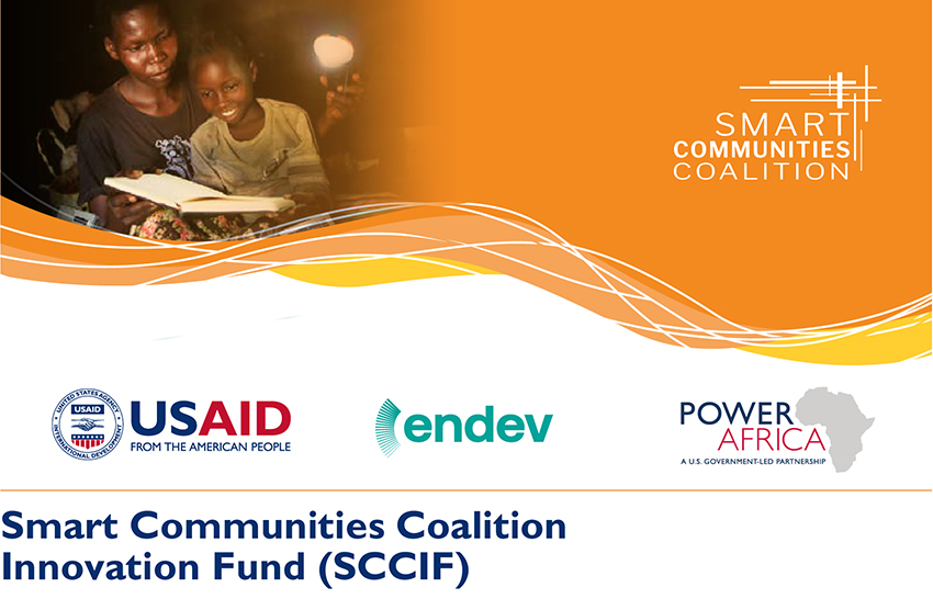 Smart Communities Coalition Innovation Fund (SCCIF) banner, USAID, Endev and Power Africa logos