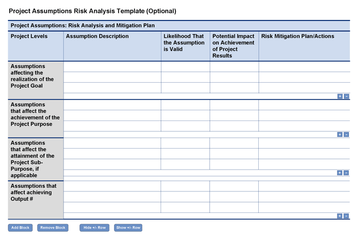 Project Assumptions Risk Analysis Template