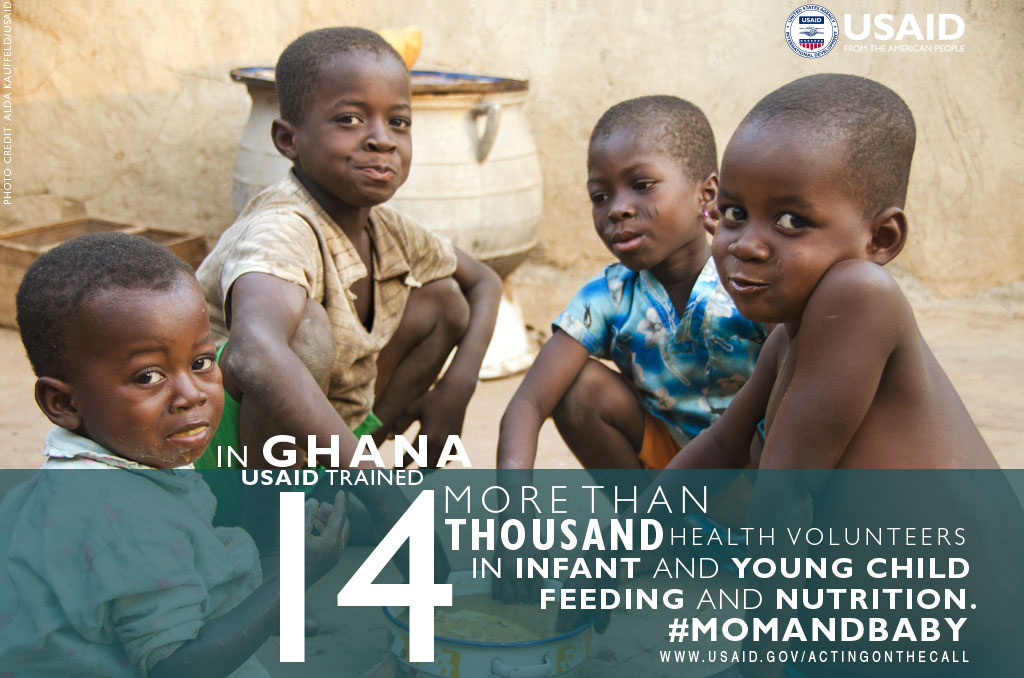 Photo of 4 boys. In Ghana, USAID trained more than 14,000 health volunteers in infant and child feeding and nutrition.