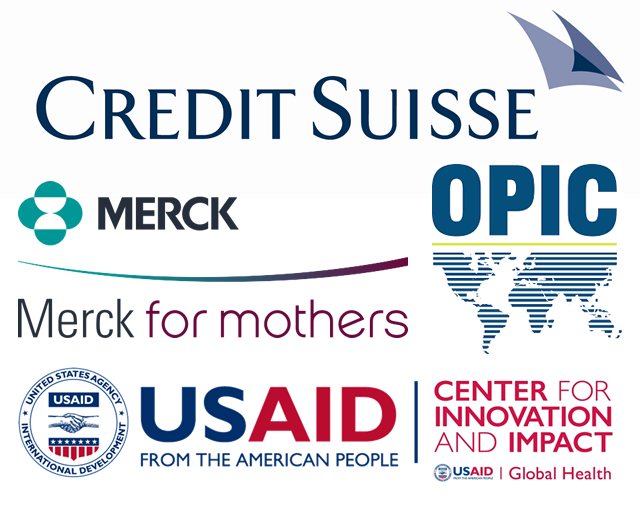 Merck for Mothers, OPIC, Credit Suisse and USAID logos.