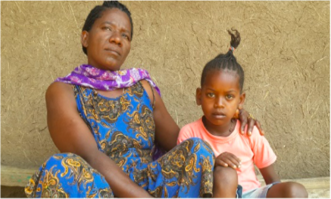 Aynete Afa and daughter Mignot Abebe, both enrolled in USAID’s OVC programs sitting by their home in Arbaminch town of SNNPR, Ethiopia Photo Credit: Befikadu Dawit, HIV/Health Linkage Coordinator for FHI360 based in Arbaminch, SNNPR.