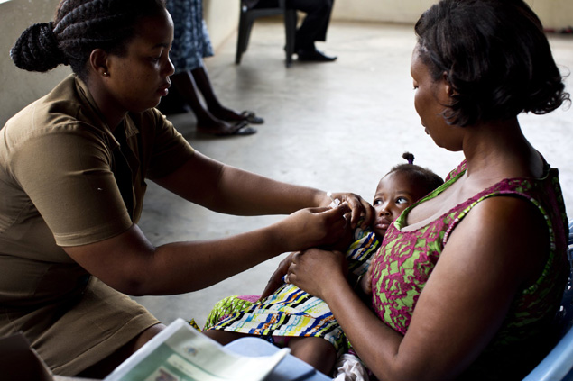 A vaccine is administered to an infant