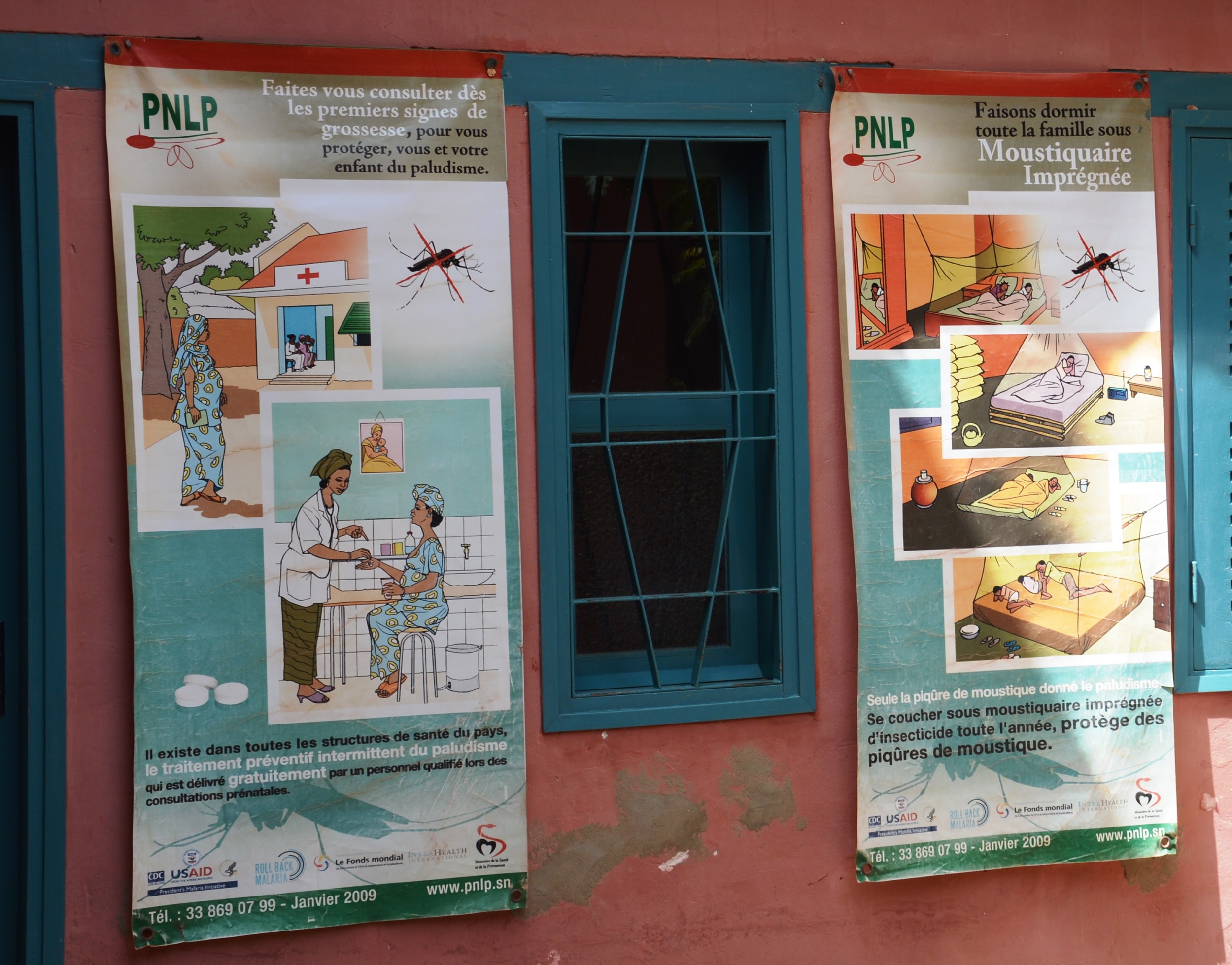 Educational posters on malaria.