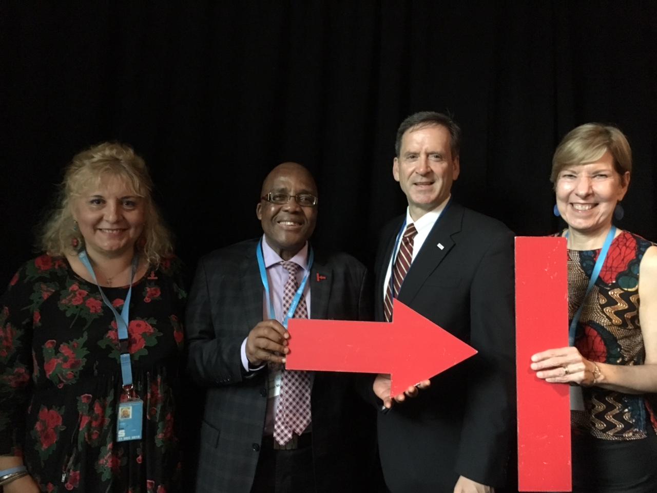  Stop TB Partnership Executive Director Dr. Lucica Ditiu; South Africa Minister of Health and Stop TB Coordinating Chair Dr. Aaron Motsoaledi; USAID Administrator Mark Green; and RESULTS Executive Director and Stop TB Coordinating Board Vice Chair Joanne Carter.