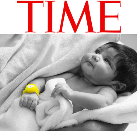 <br />
Logo for Time magazine with a photo of a baby.