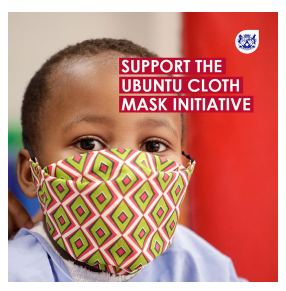 A child wearing a protective mask: Support the Ubuntu cloth mask initiative