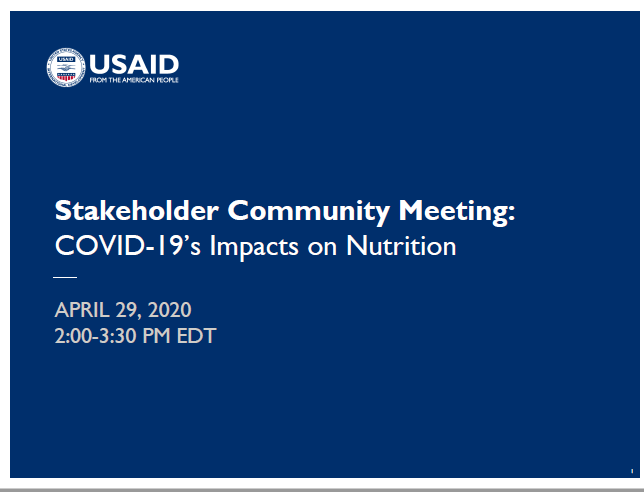Stakeholder Community Meeting: COVID-19’s Impacts on Nutrition