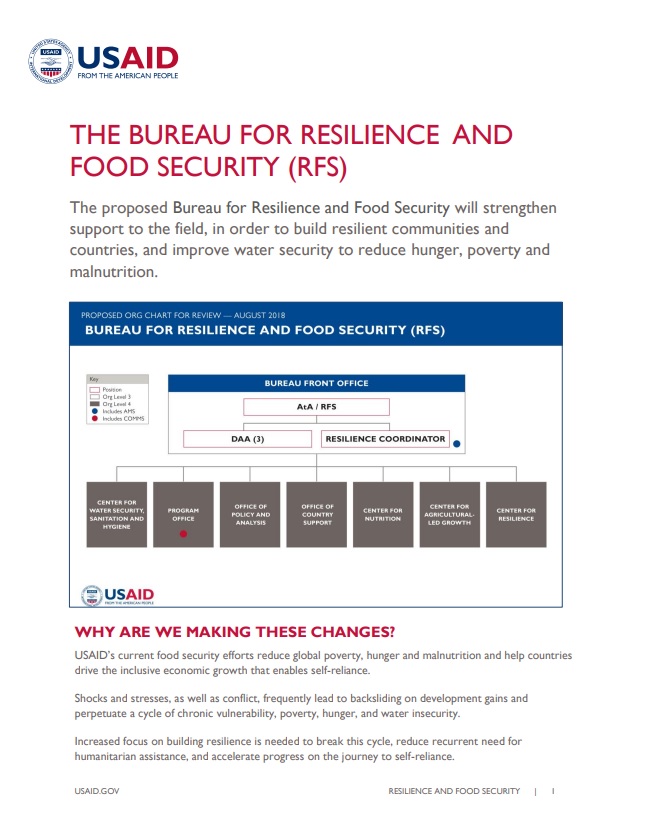Fact Sheet: The Bureau for Resilience and Food Security (RFS)