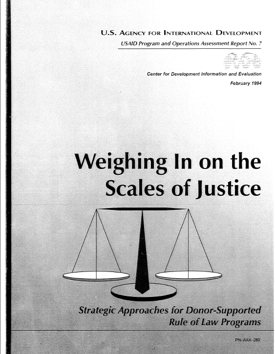 Strategic Approaches for Donor-Supported Rule of Law Programs