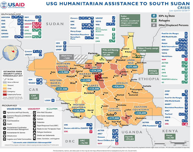 South Sudan Map - 05-09-2017