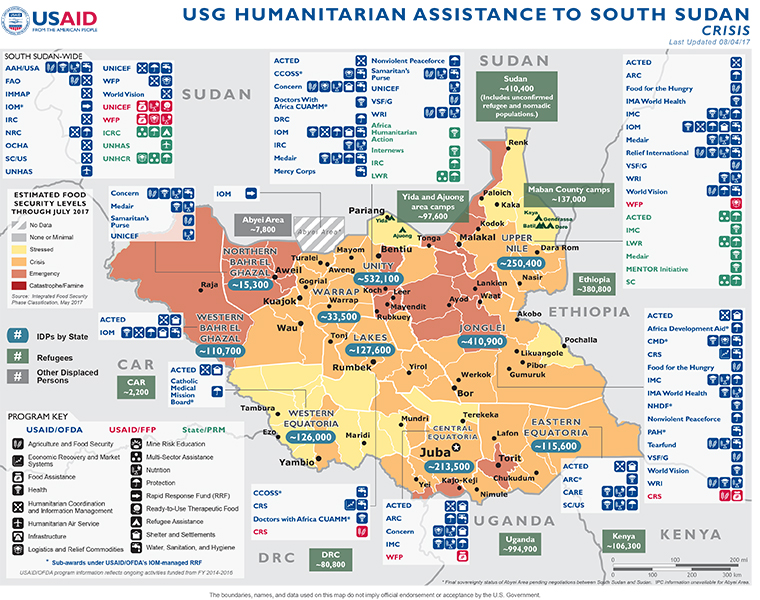 South Sudan Map - 08-04-2017