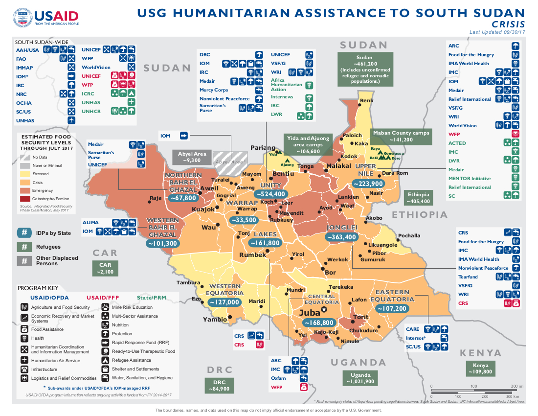 South Sudan Map - 09-30-2017