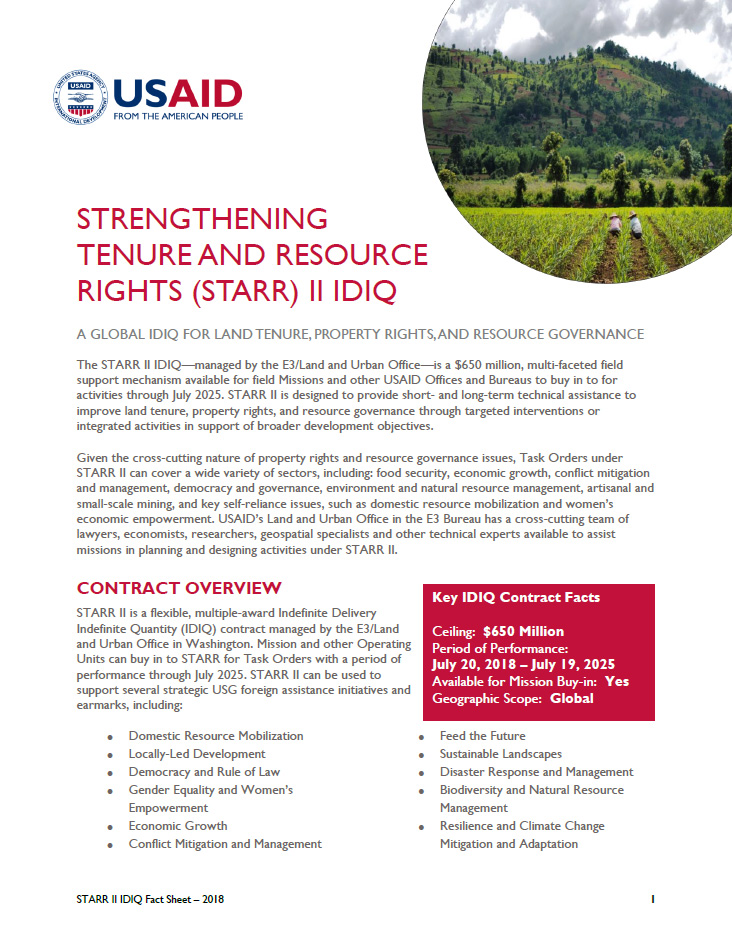Strengthening Tenure and Resource Rights (STARR) II IDIQ