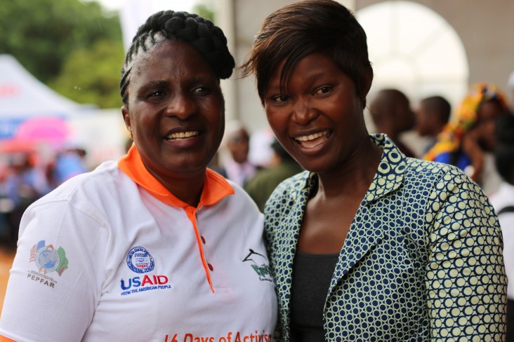 Minister of Gender Phiri and GBV survivor Chipasha Iliamupu at the launch of the 16 Days of Activism Against GBV event