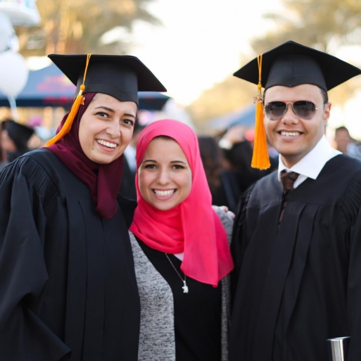 University graduates smile on graduation day