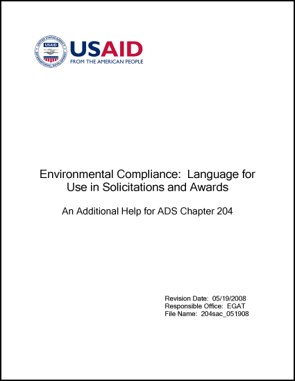 Environmental Compliance: Language for Use in Solicitations and Awards