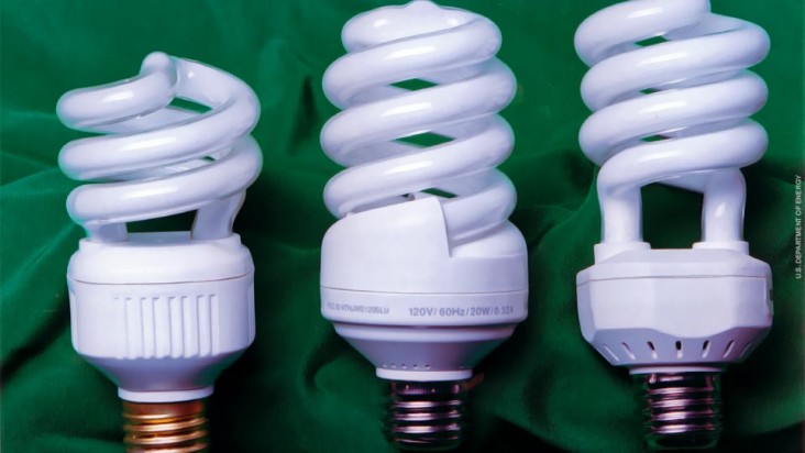 Three sub-compact fluorescent coil light bulbs