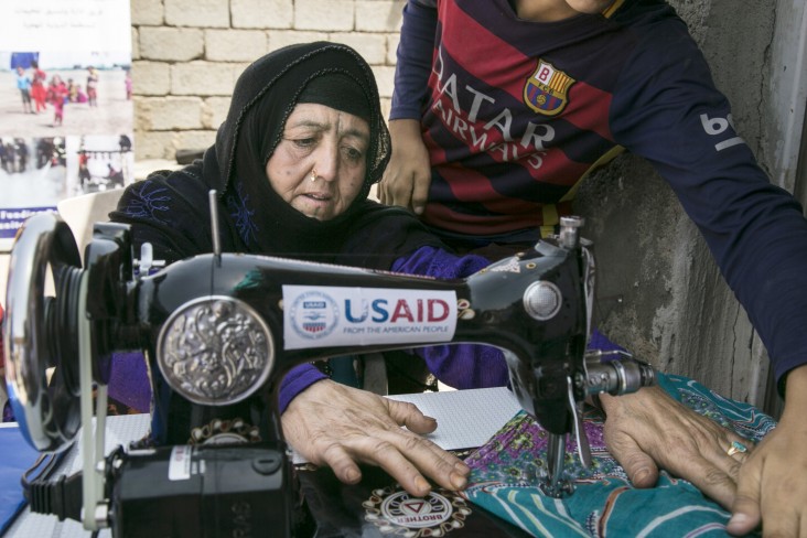 USAID sewing machine distribution Iraq IOM