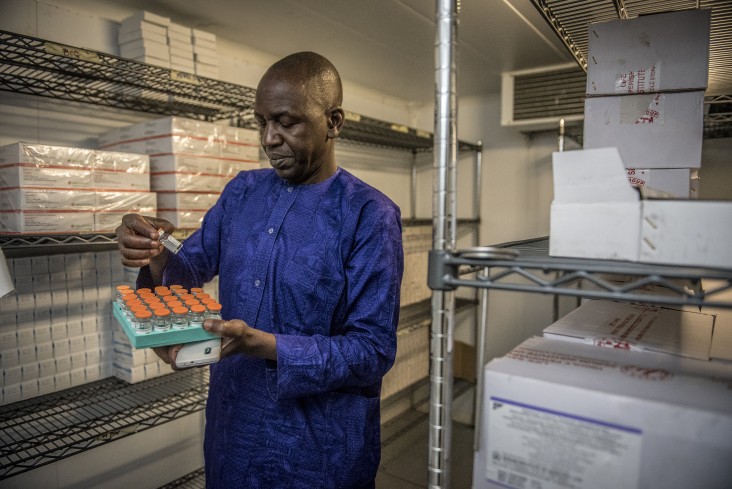  In Bauchi, Nigeria, Muhammed Smi Abdallali, Deputy State Cold Chain Officer, is looking at polio vaccines.