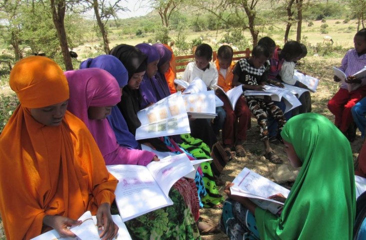 Somali students learning about the world  with ABE supplied learning materials