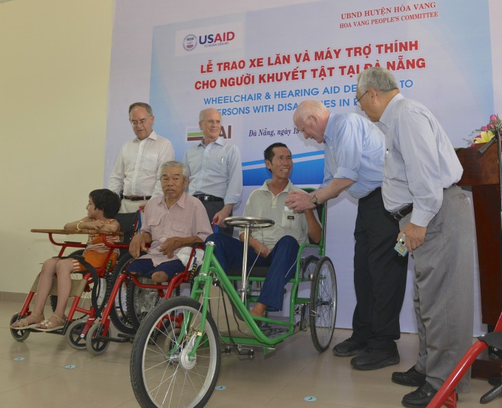 USAID distributes wheelchairs and hearing aid devices to persons with disabilities in Danang.