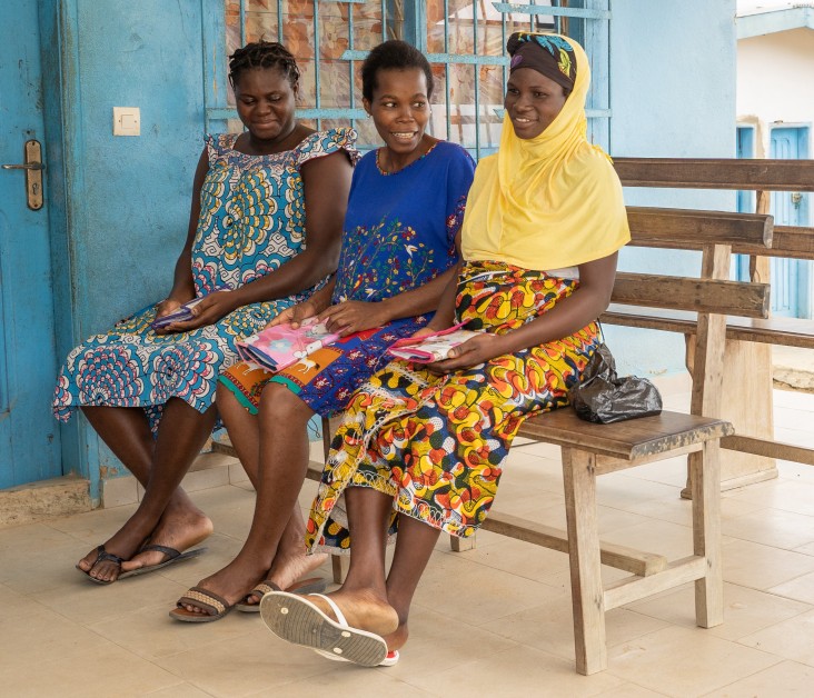 Boni joins two other expectant moms as she waits at Mouyassue Rural Health Center in C&ocirc;te d&rsquo;Ivoire for her appointment. / Mwangi Kirubi, PMI Impact Malaria