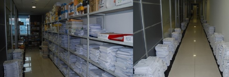 Official documents fill the hallways of the RS Tax Administration in Bosnia and Herzegovina.