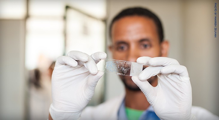 Image of Ethiopian medical worker testing for tuberculosis