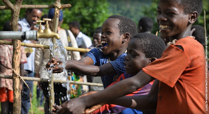 Image of Ethiopian boys drinking clean water