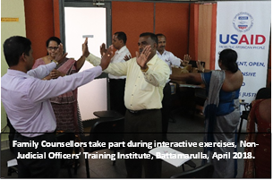 Family counselors taking part during interactive exercises in Sri Lanka