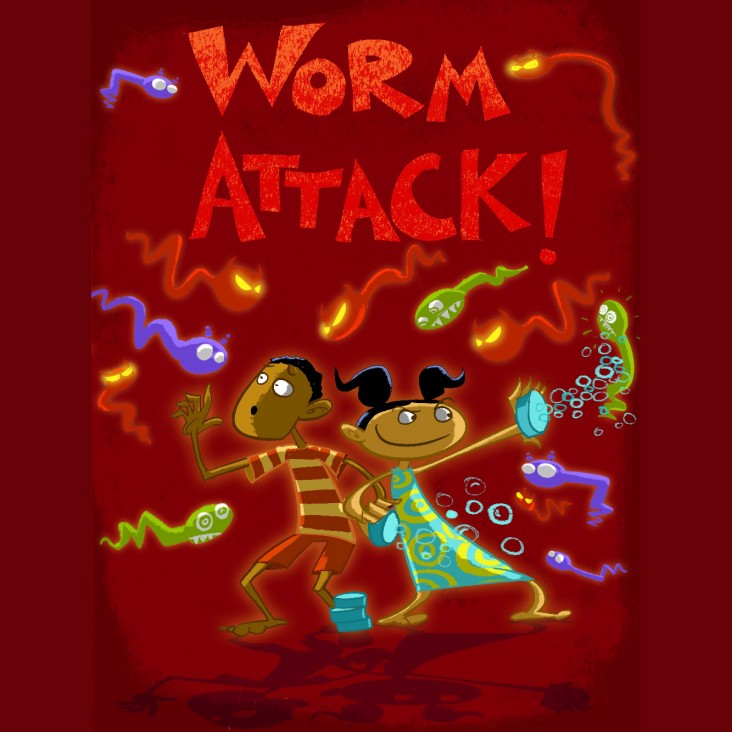 Title screen of Worm Attack! mobile game