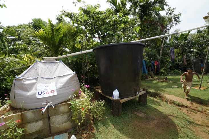 With support from USAID and the College of Micronesia-FSM Yap Campus, each household in partner communities received a portable bob bag for rainwater harvesting developed by Relief International.