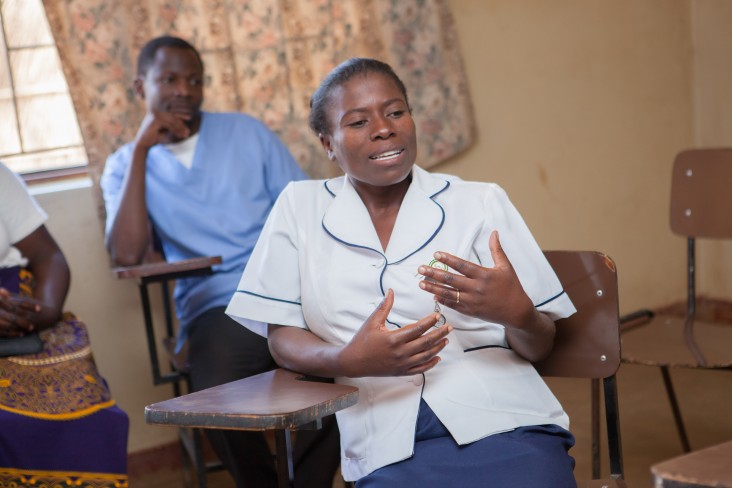 Eness Phiri, nursing officer at the Mponela Rural Hospital, explains how a citizen hearing organized by WRA brought to light challenges and solutions to address at the maternity ward in Mponela.