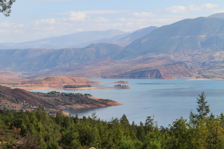 Bin El Ouidane, Azilal Province, Béni Mellal-Khénifra, Morocco. A panoramic view of the artificial lake of Bin el Oiudane.