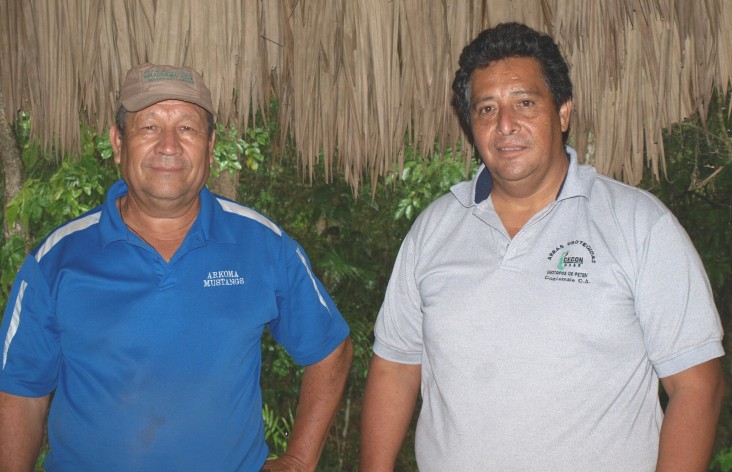 Biotopo Cerro Cahui park rangers Catalino Garcia Juarez, left, and Luis Felipe Porras