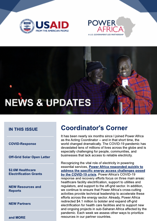 Power Africa: September 2020 Newsletter Cover