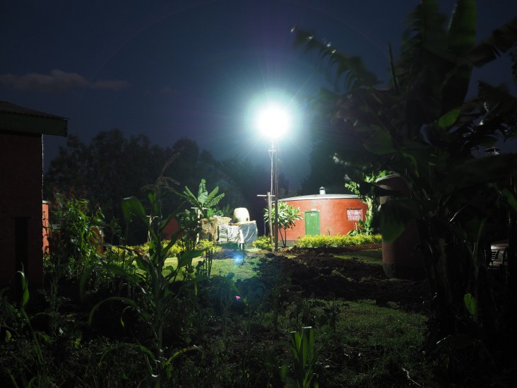 One of 12 security lights installed in a village in Kenya, powered by a PowerGen solar microgrid. 