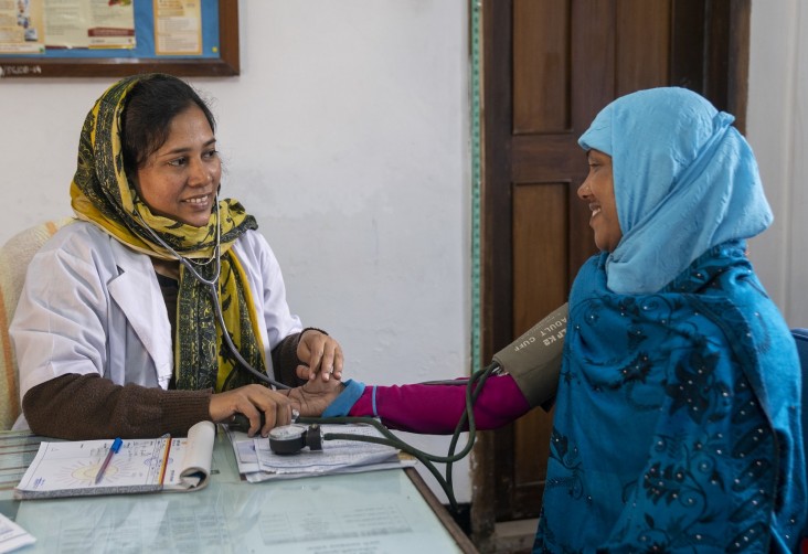 Dr. Farzana Chowdhury consults with a patient in the Surjer Hashi clinic in Sunamganj in northern Bangladesh. 