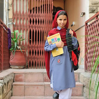 A young student at Saba Homes in Rawalpindi,  Pakistan. Saba Homes is a haven for over 40 young orphaned or homeless girls to live and receive an education.