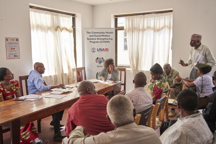 During a recent Violence Against Women and Children Committee meeting, a committee member discusses how to eliminate gender-based violence in the Chato District of the Geita region of Tanzania, which has a high prevalence of violence.
