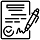 Icon showing a pen signing a document