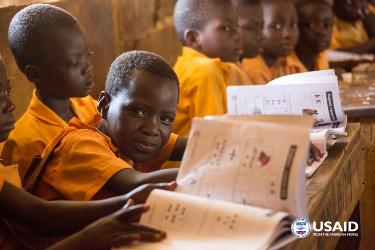 A primary one (first grade student) from a school implementing USAID's Education Activity in northern Ghana